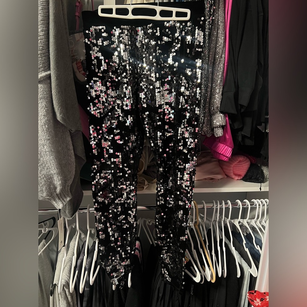 Express Shimmering Black Sequin Pants